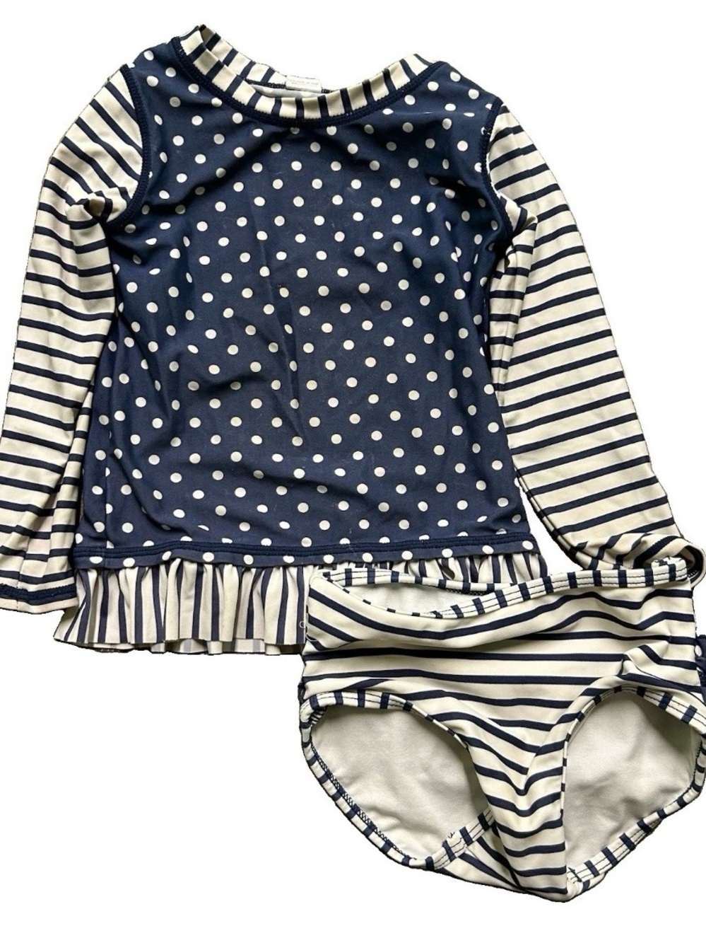 Toddler Girl Ruffle Butts Rash Guard Bathing Suit Stripes Polka Dots Size 2T